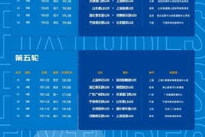 中青赛U20第二阶段赛程安排：采用主客场制，于6月13日起连续进行10轮比赛